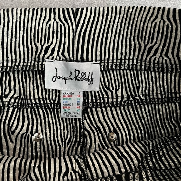Joseph Ribkoff Zebra Print Pull On Pants Black Silver Woodgrain Striped Sz 8 - Picture 4 of 7